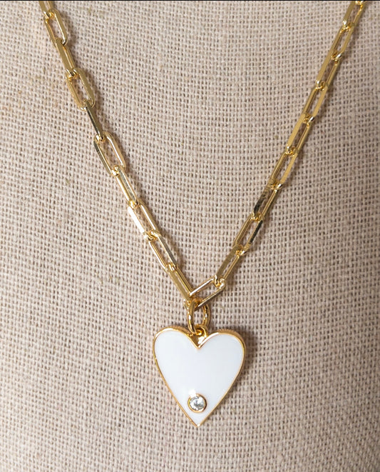 Link necklace with heart